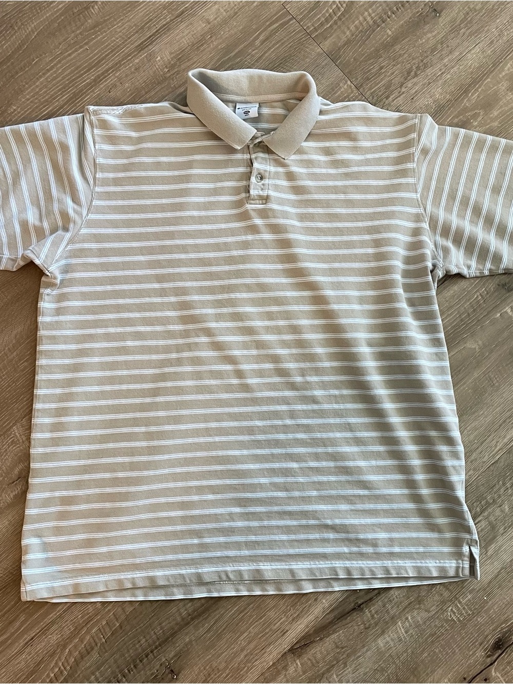 Columbia Sportswear Tan White Stripe Polo Shirt Men's Size 2XL Pre-owned
